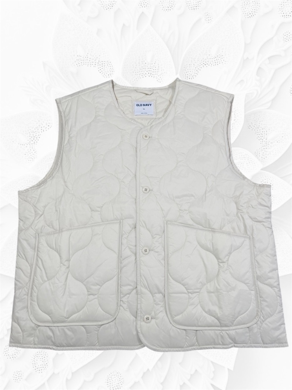 Old Navy Quilted Ivory Button-Front Vest